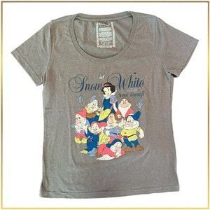 DISNEY Store Shirt Top Womens Large Gray Snow White Short Sleeve Round Neck